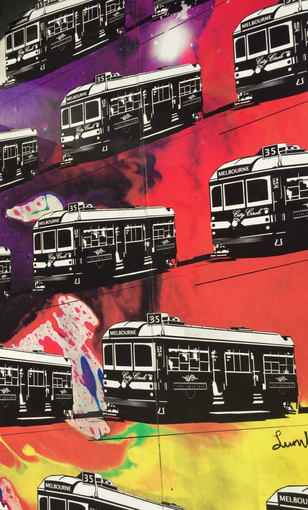 5 Best Places to Stay in Melbourne for Boutique Hotel Lovers 29 print work of melbourne trams against colourful backgrounds