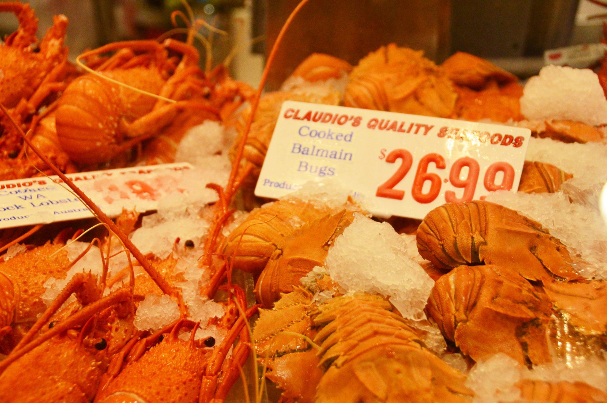 Perfect Sydney Itinerary: 3, 5 and 7 Days for Boutique Hotel Lovers 13 display of balmain bugs and pricing at sydney fish market