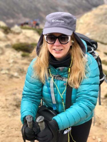 female trekker on the everest base camp trek everest base camp trek