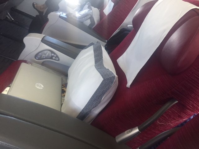 qatar a380 business class red seat on doha to kathmandu flight