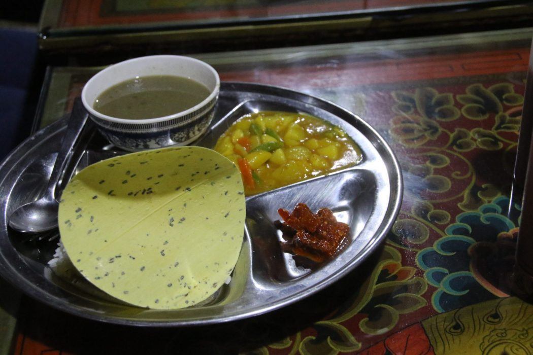Nepal Tea House: What to Expect on the Everest Base Camp Trek 14 dal bhat on a silver tray