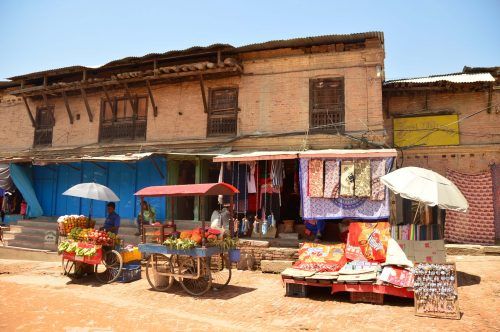 street with market stalls in bhaktapur