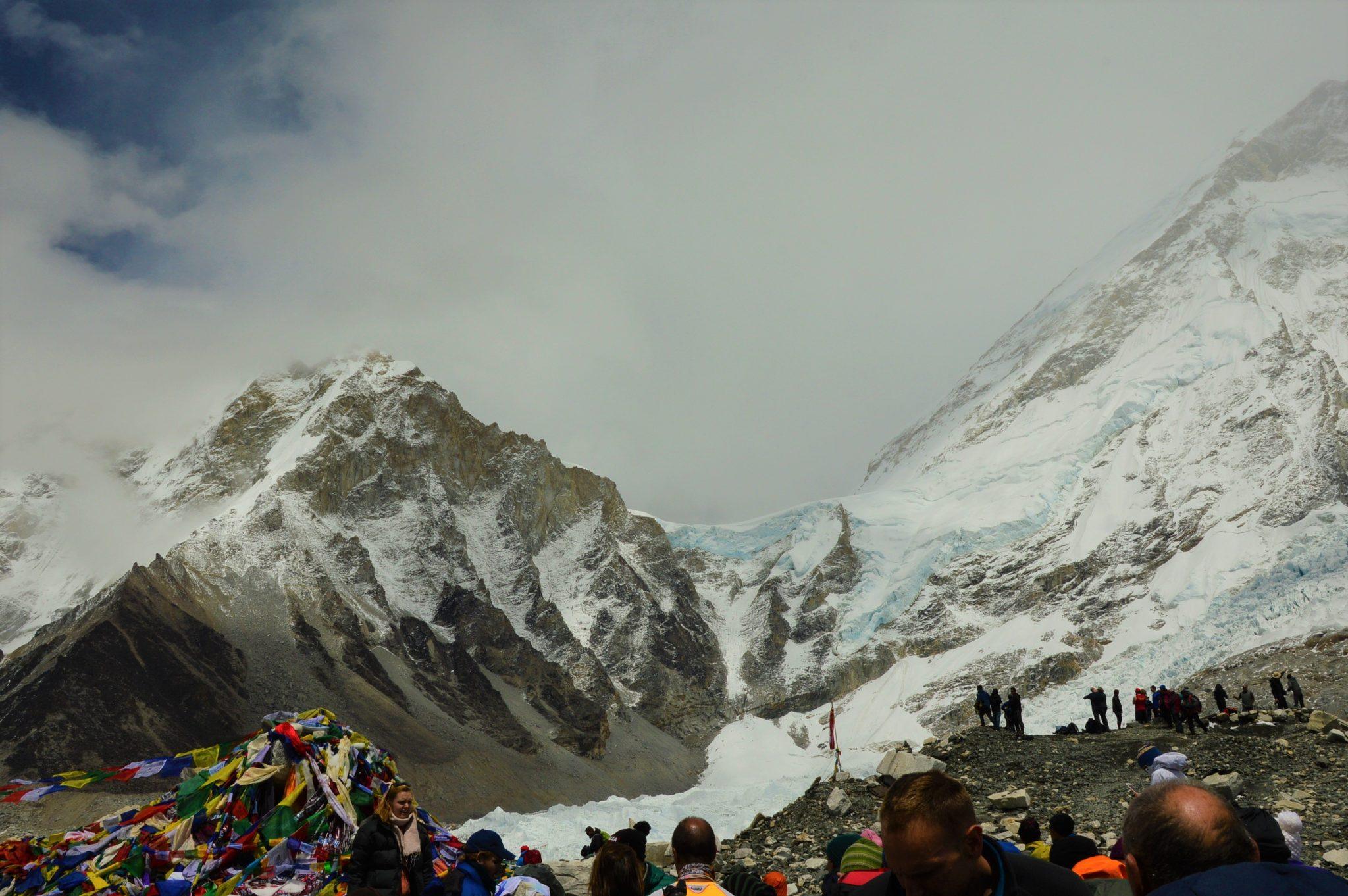 Everest Base Camp Trek Itinerary: What I did and what I would do differently 5 everest base camp with mountains and khumbu ice fall in the background
