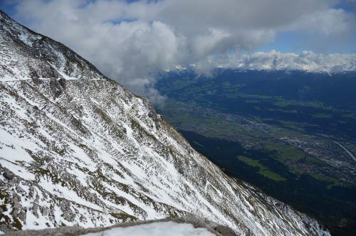 view over snowy mountain of innsbruck view over snowy mountain of innsbruck