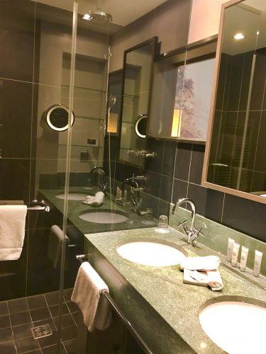 bathroom with sink and shower at Arosa Kitzbühel bathroom with sink and shower at Arosa Kitzbühel