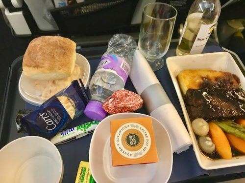 in flight meal all courses british airways world traveller plus