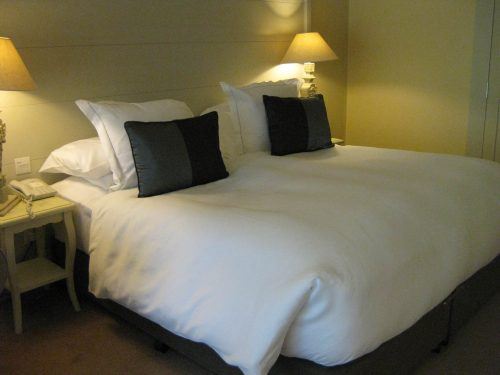 Bed with cushions in room at monart spa ireland Bed with cushions in room at monart spa ireland