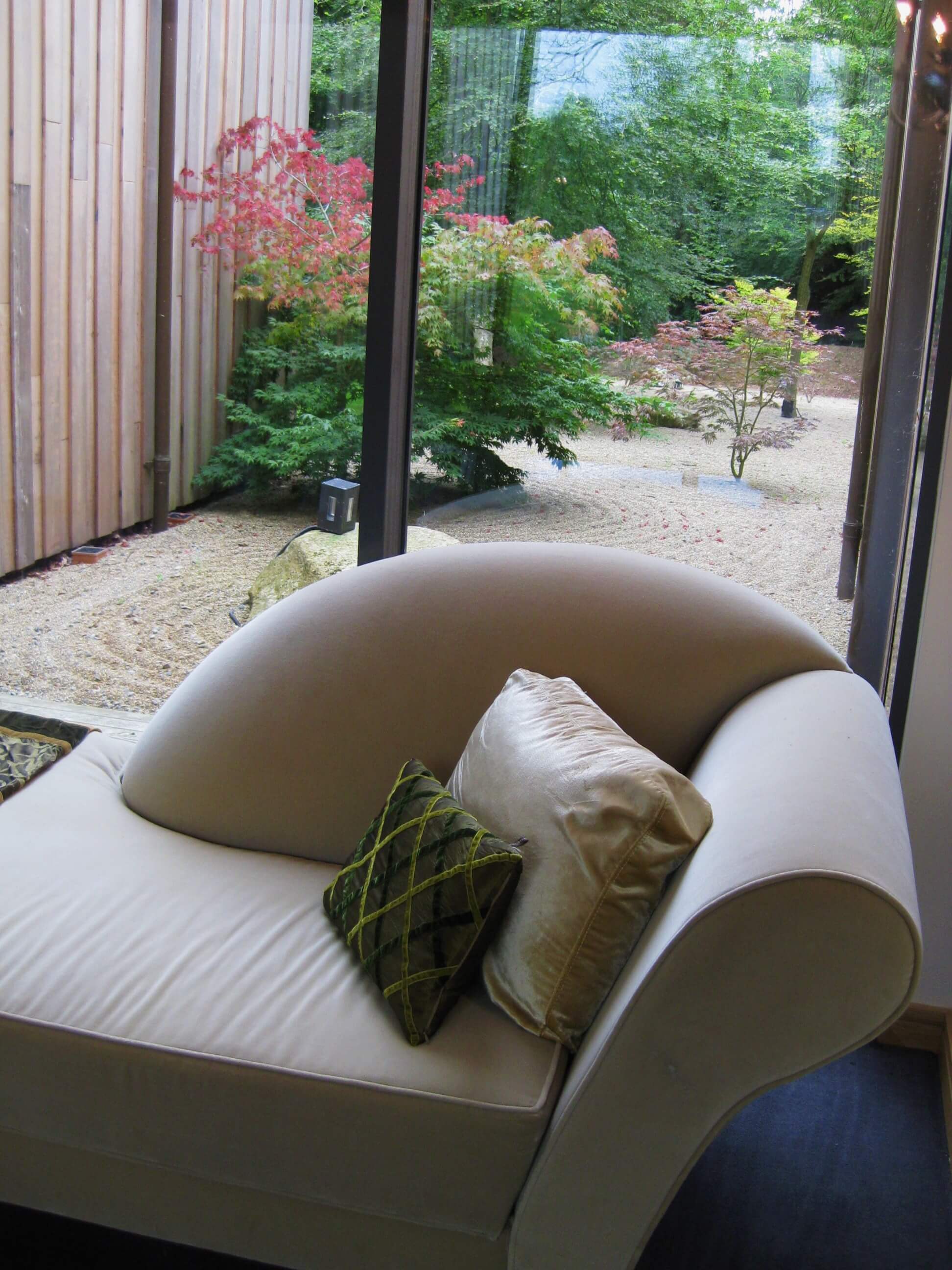 Monart Spa Ireland Review 6 chaise lounge with view of outside area in room at monart spa ireland