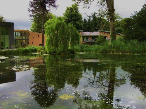 Monart Spa from behind shown with lake in foregound Monart Spa from behind shown with lake in foregound