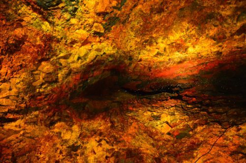 colourful walls with an indent inside the volcano iceland