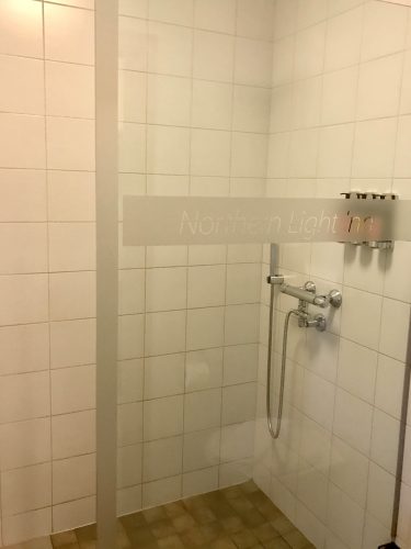 shower in bathroom at northern lights inn iceland