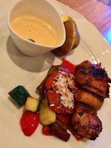 chicken, vegetables and sauce for dinner at northern lights inn iceland