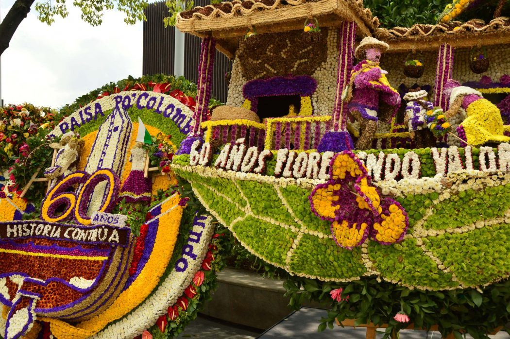 2 floral displays of boats