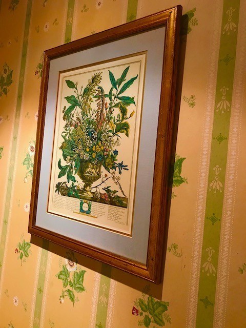 Ockenden Manor Spa & Hotel Review 21 framed print of greenery on coloured wallpaper