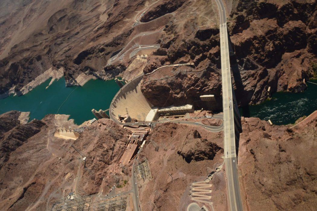 Aerial View of the Hoover Dam from a helicopter