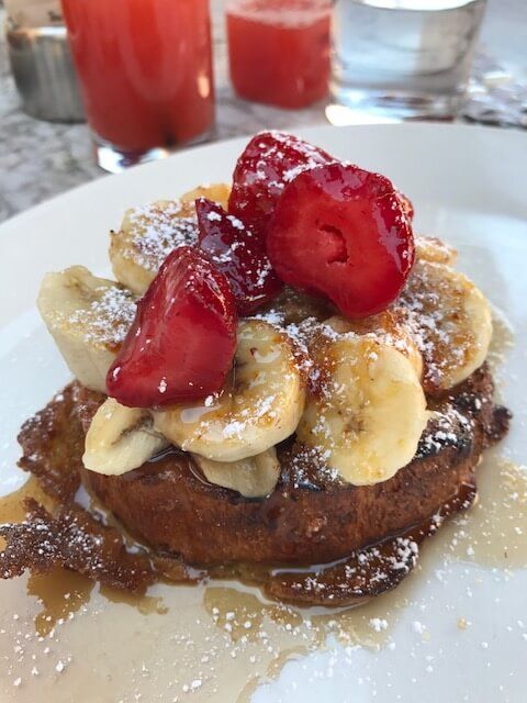 Morels Breakfast french toast with bananas and strawberries