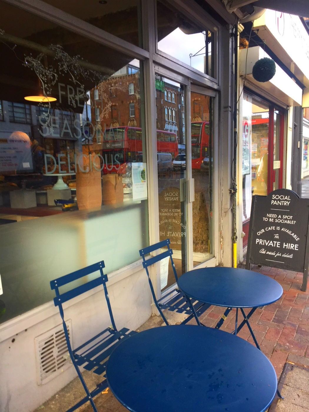 9 Best Restaurants near Clapham Junction 14 blue tables and chairs outside social pantry on lavender hill clapham