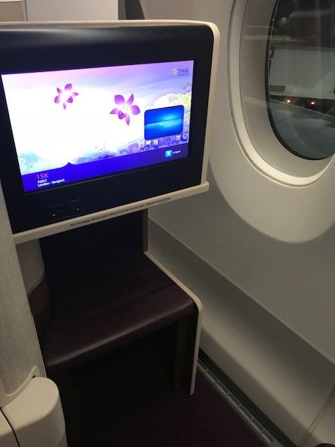 in flight entertainment screen on thai airways business class