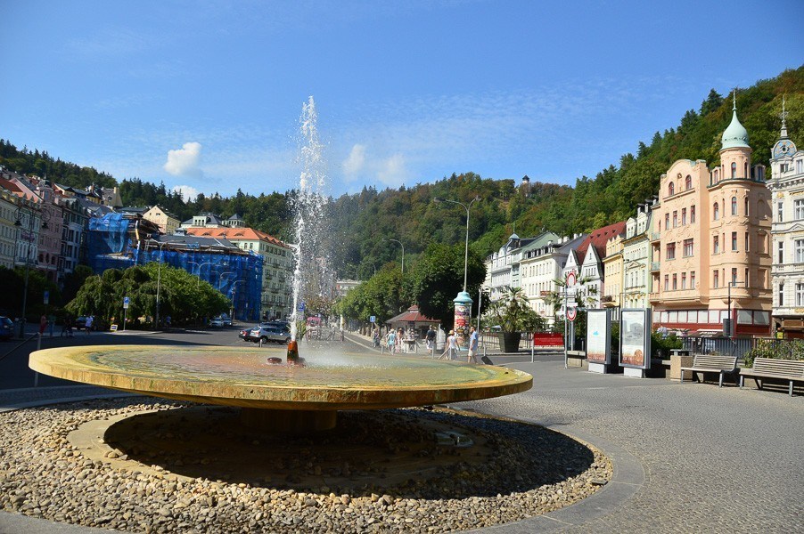 3 Best Czech Republic Spa Towns in Bohemia 3 hottest spring in Karlovy Vary with buildings behind