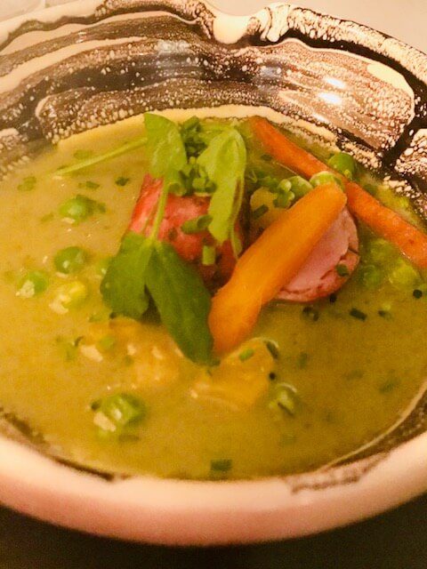 green soup with vegetables at Carmen Medellin