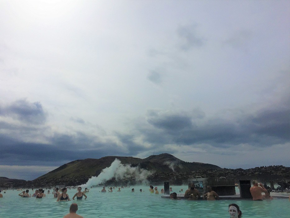 The Blue Lagoon Iceland with people in it from a distance
