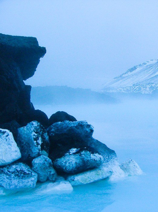 blue lagoon rocks and water