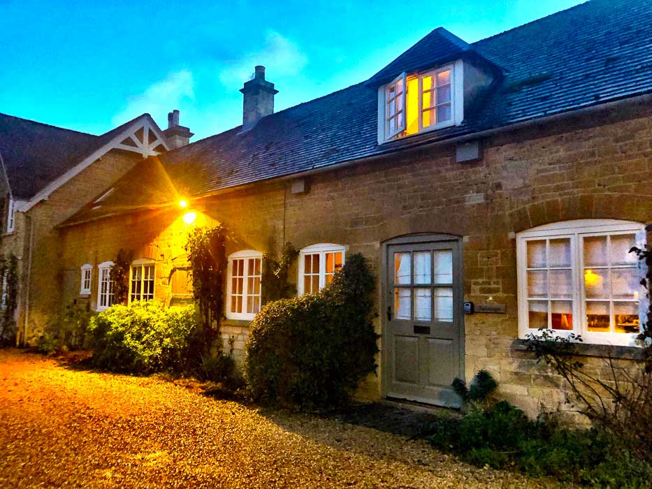 Typical Cotswolds cottage at twilight