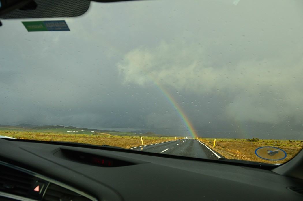 Iceland Travel Blog: Top 10 Things You Need to Know 3 Rainbow seen from inside a car in iceland