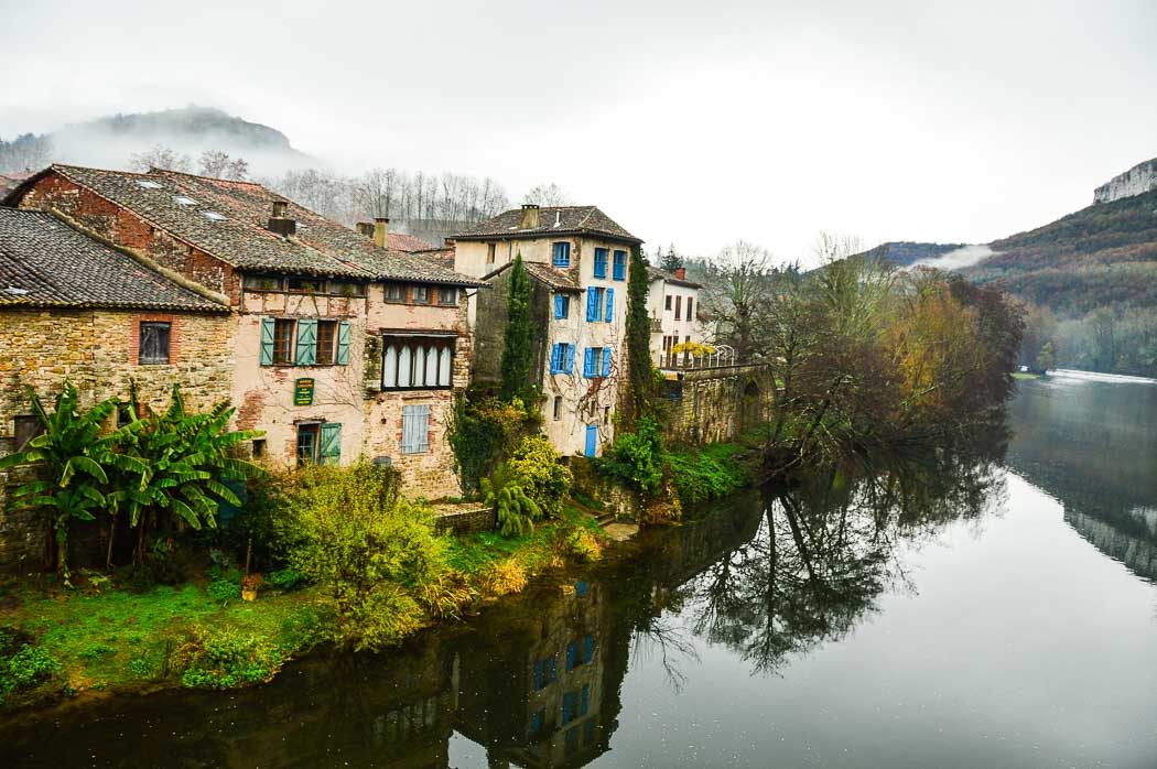 Houses on the Aveyron River Saint Antonin Noble Val