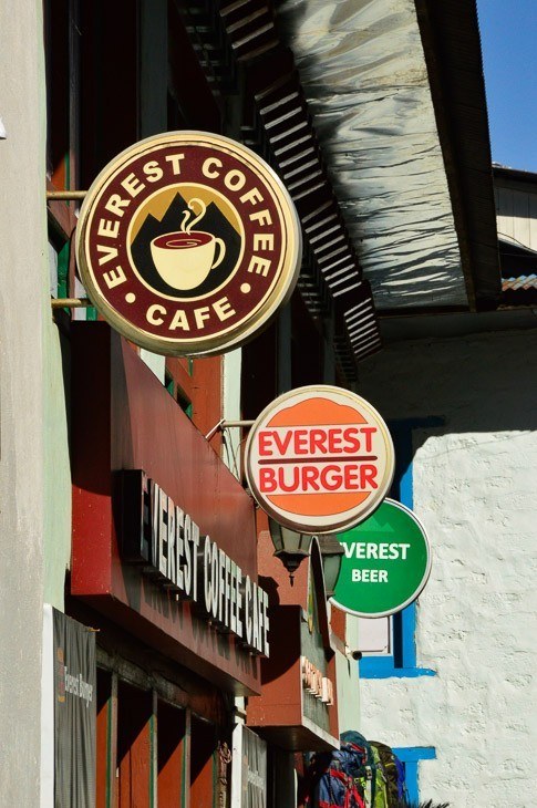 signs for restaurants in Lukla Nepal