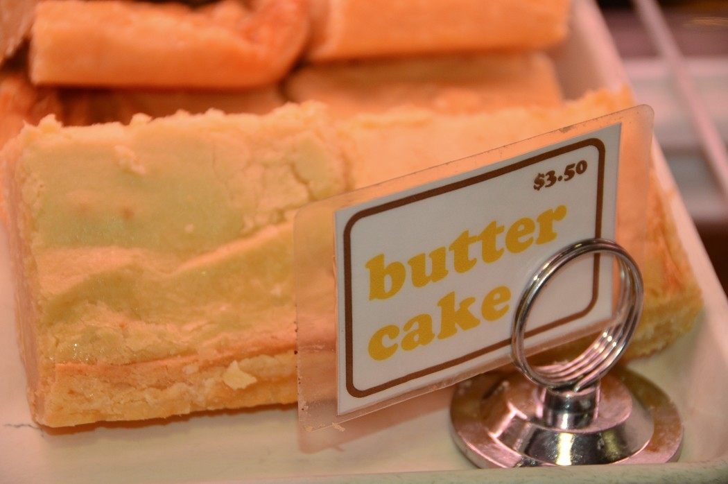 butter cake on display at Reading Terminal Market Philadelphia