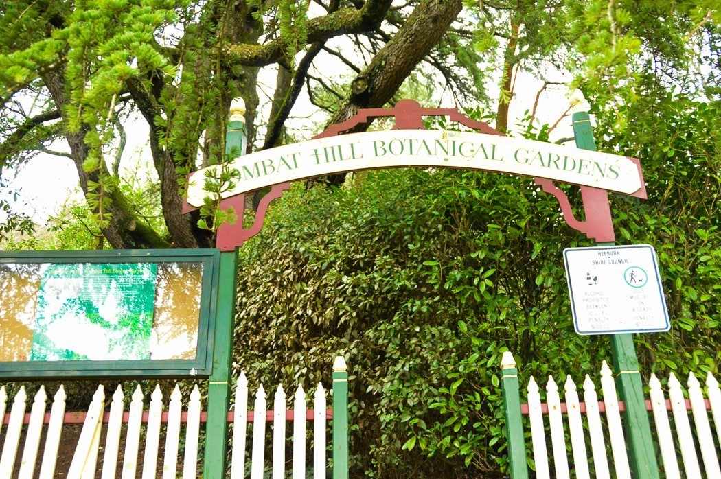 signed entrance to wombat hill botanical gardens