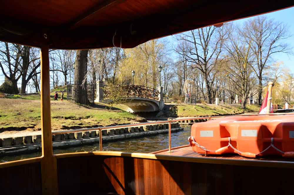 on the riga canal boat