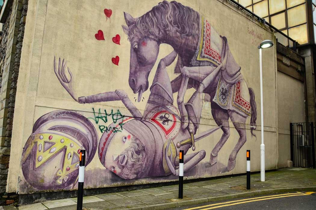 12 Fun Things to do in Cardiff (2022) 16 Cardiff Street Art - Purple horse