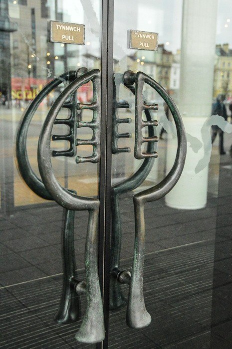 Musical shaped door handles at Cardiff stadium