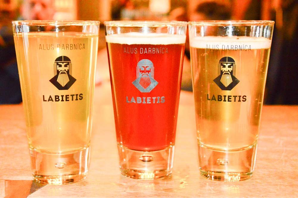 small colourful beers in glasses at Labietis