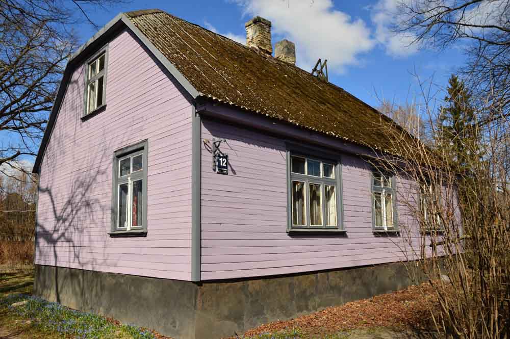 Lilac wooden house in Kipsala