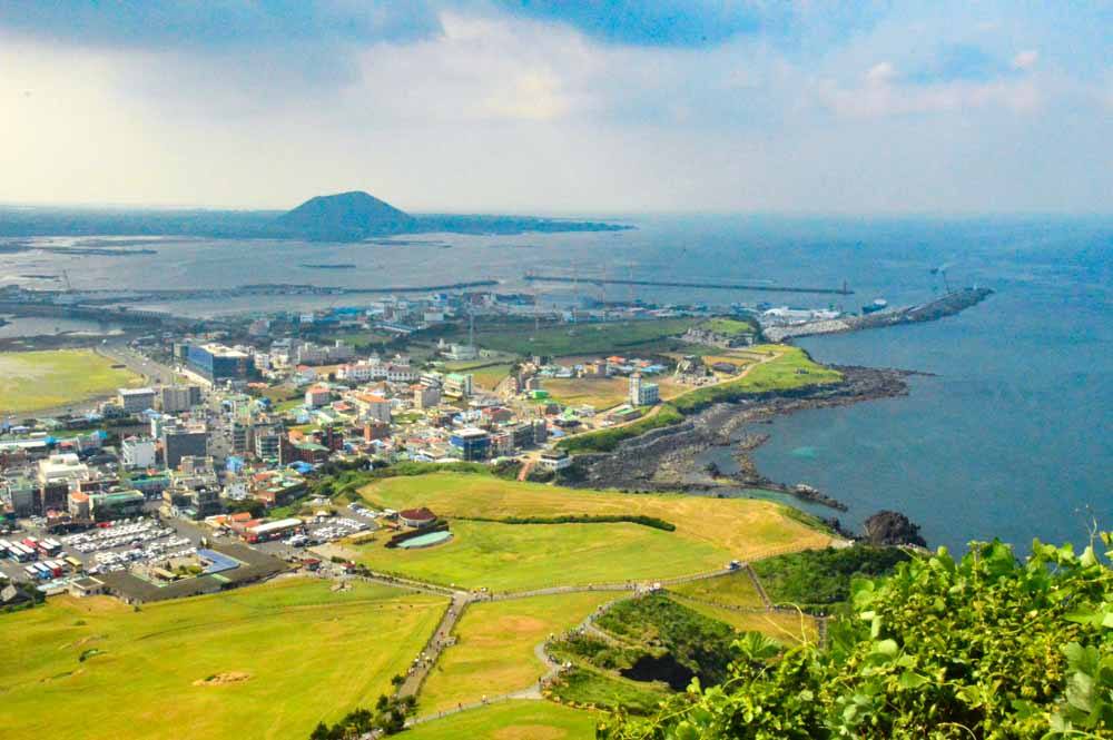 view from Sangumburi Crater Jeju island Korea