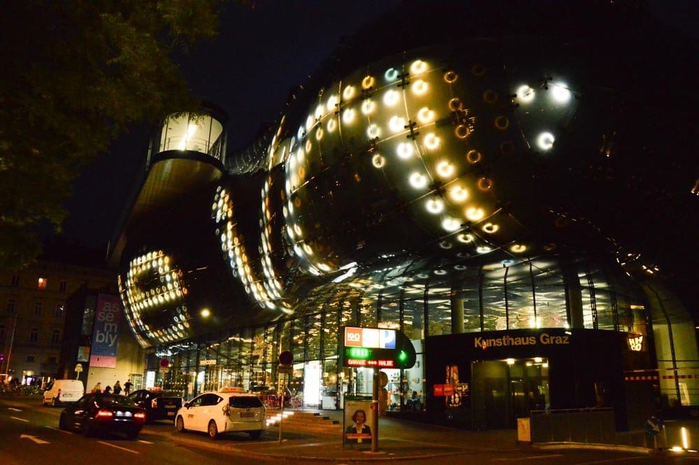 23 Fantastic Things to do in Graz 18 austria_graz_kunsthaus-night