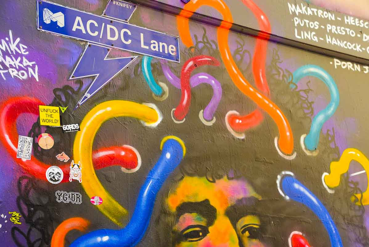 ACDC lane with street art