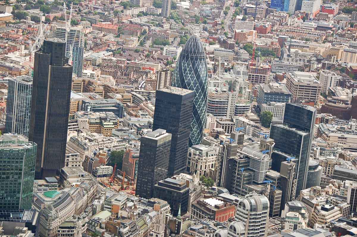 London Travel Blog - 29 Virtual Ways to Experience London - by a Londoner 5 City of London photographed from a helicopter