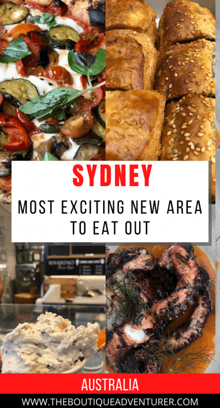 pizza toppings, sausage rolls, octopus and ice cream in a tub in the barangaroo area of sydney australia