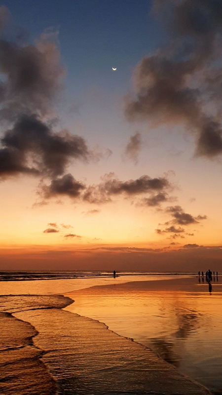 sunset on the beach in bali