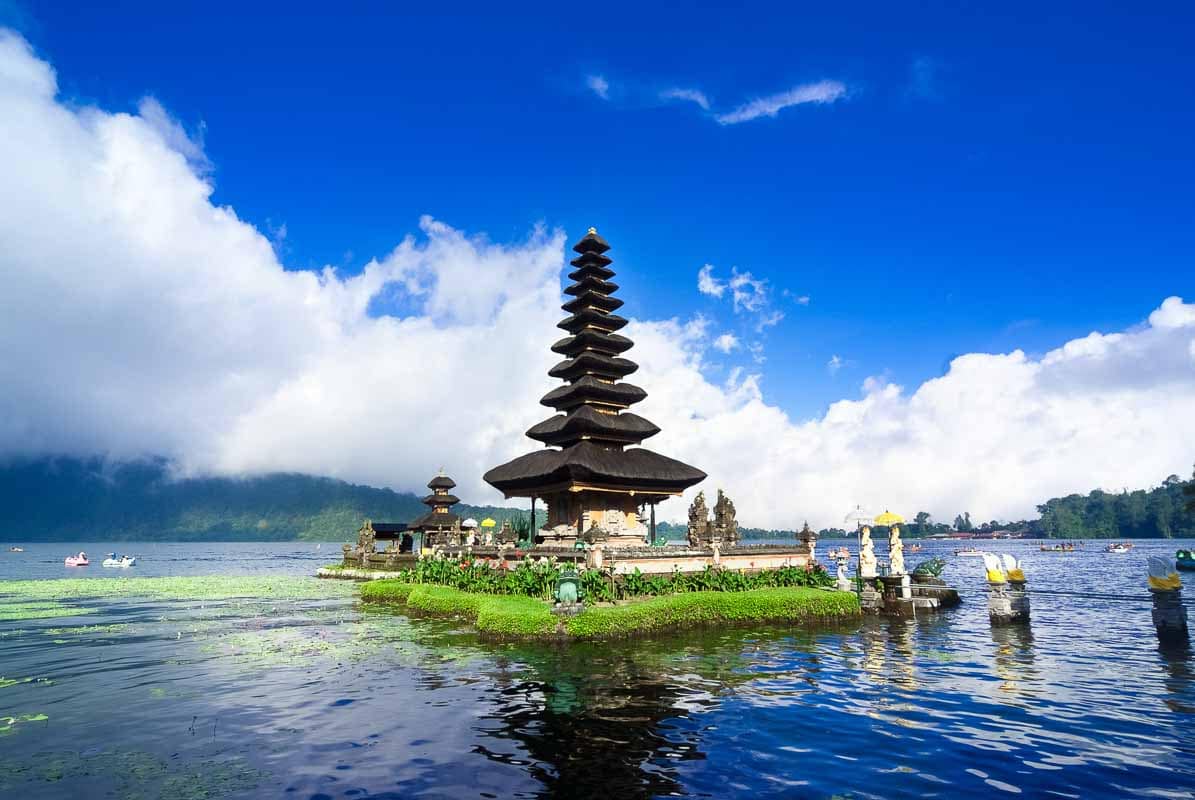 Lake Pura Ulun Danu Bratan is a major water temple on Lake Bratan Bali Indonesia
