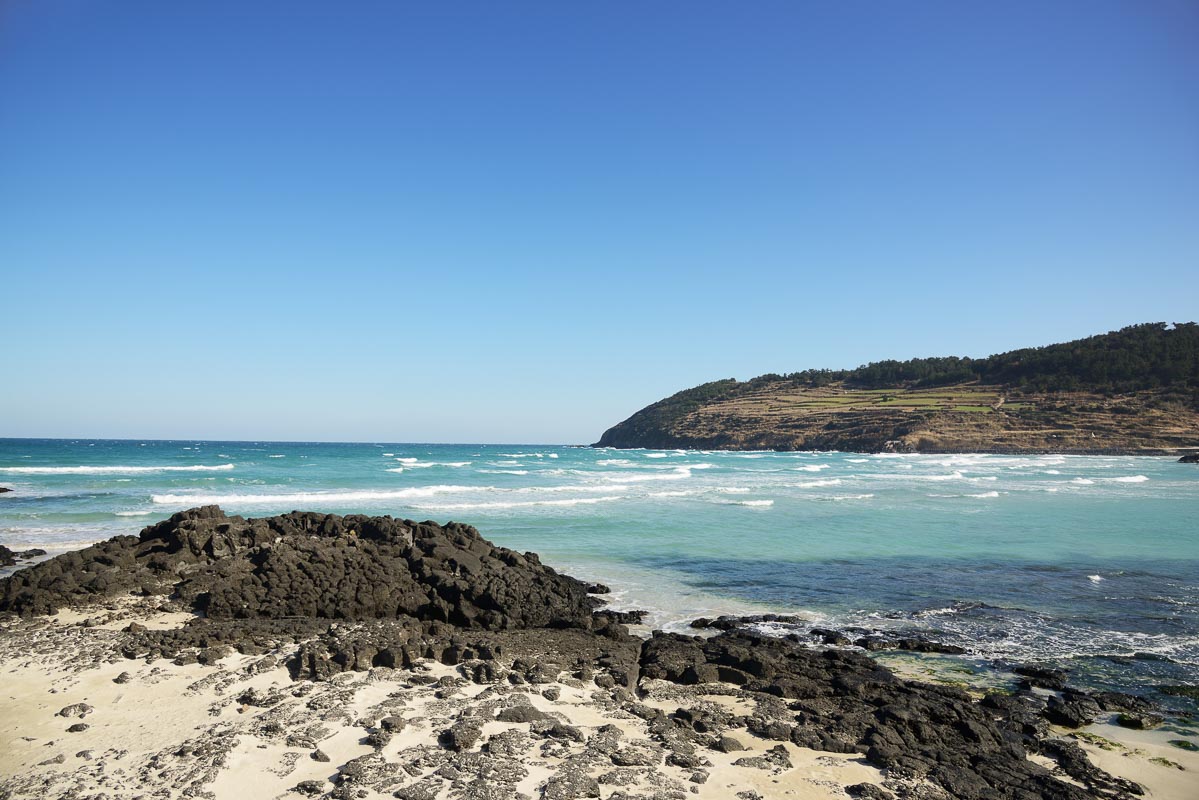View of HamDeok Seoubong beach in Jeju Island