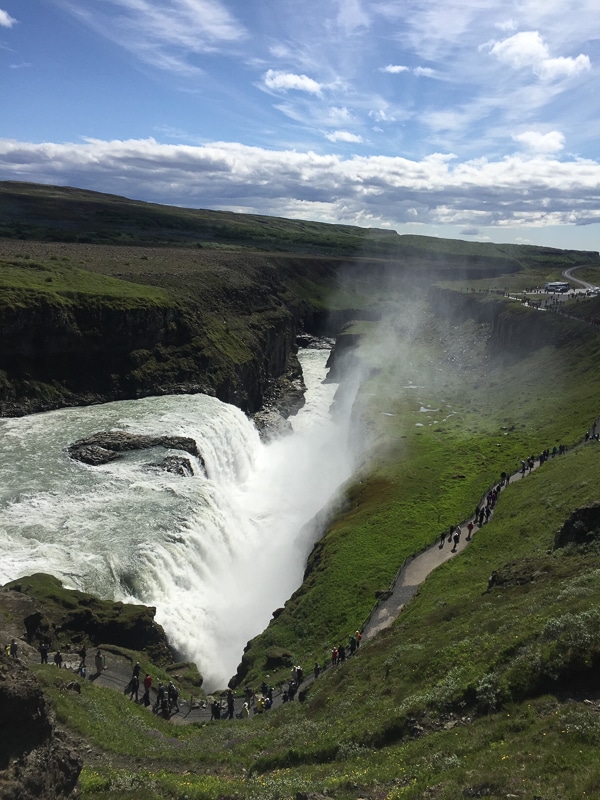 gulfoss iceland in summer from above