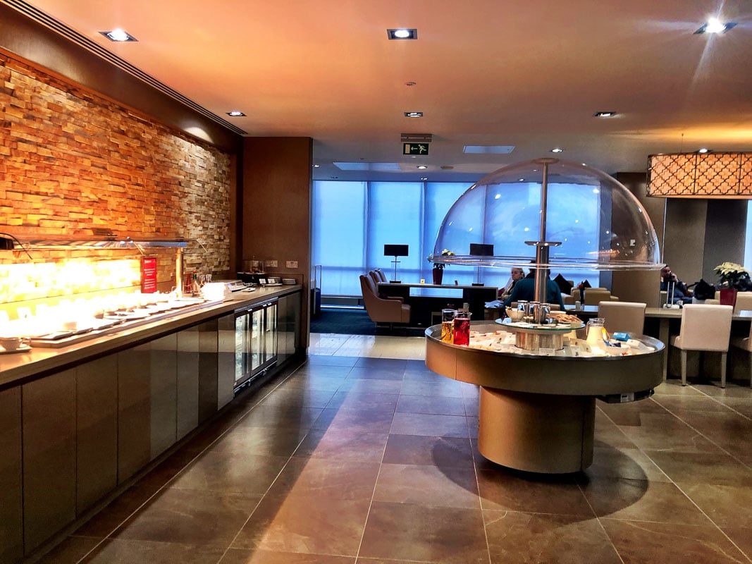 Emirates Business Class Review: Is it Worth It? 3 food area emirates business class lounge gatwick airport