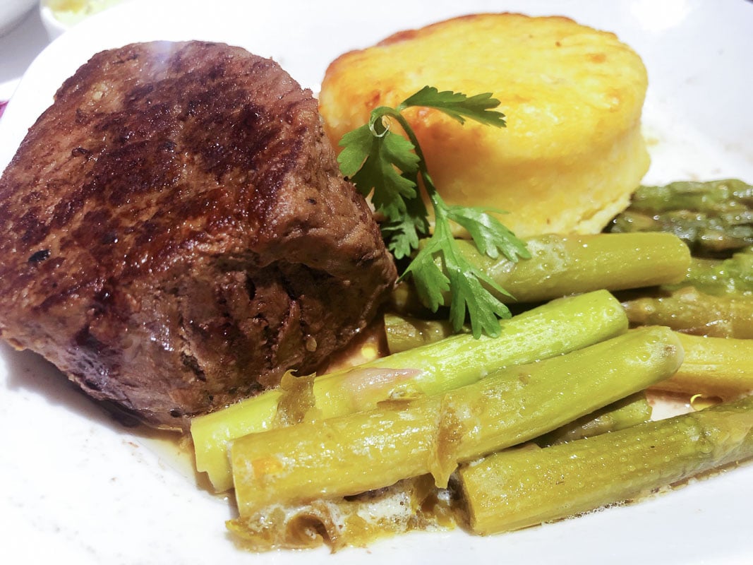 Emirates Business Class Review: Is it Worth It? 25 steak and vegetables on emirates business class