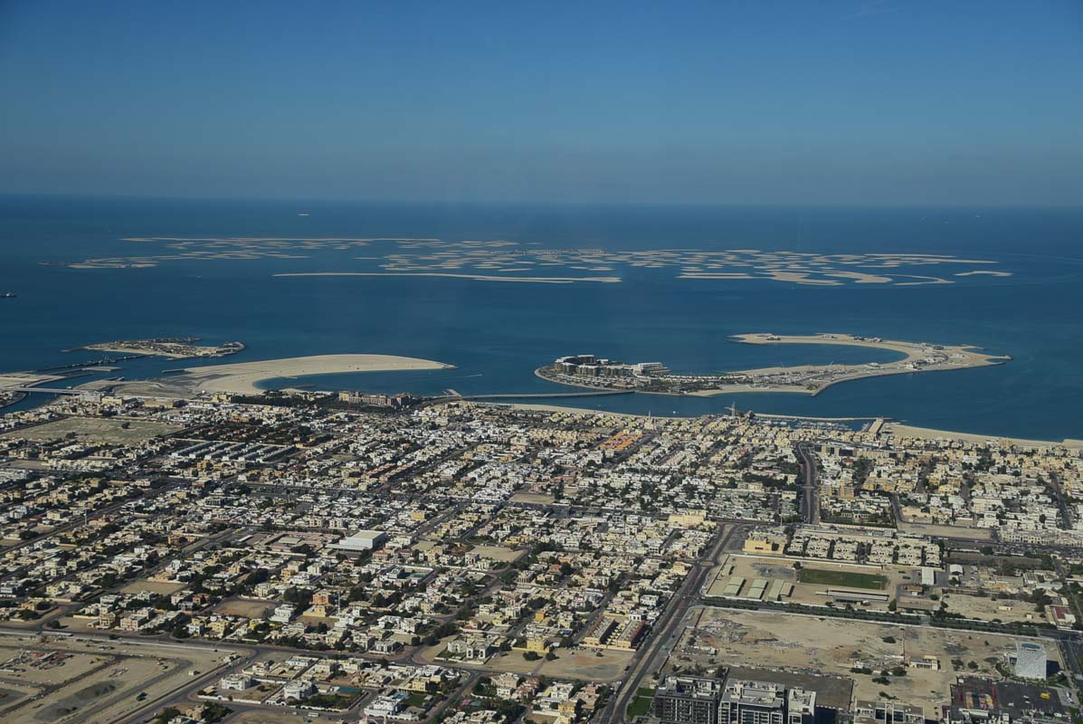 view of dubai harbour from top of burj khalifa 2