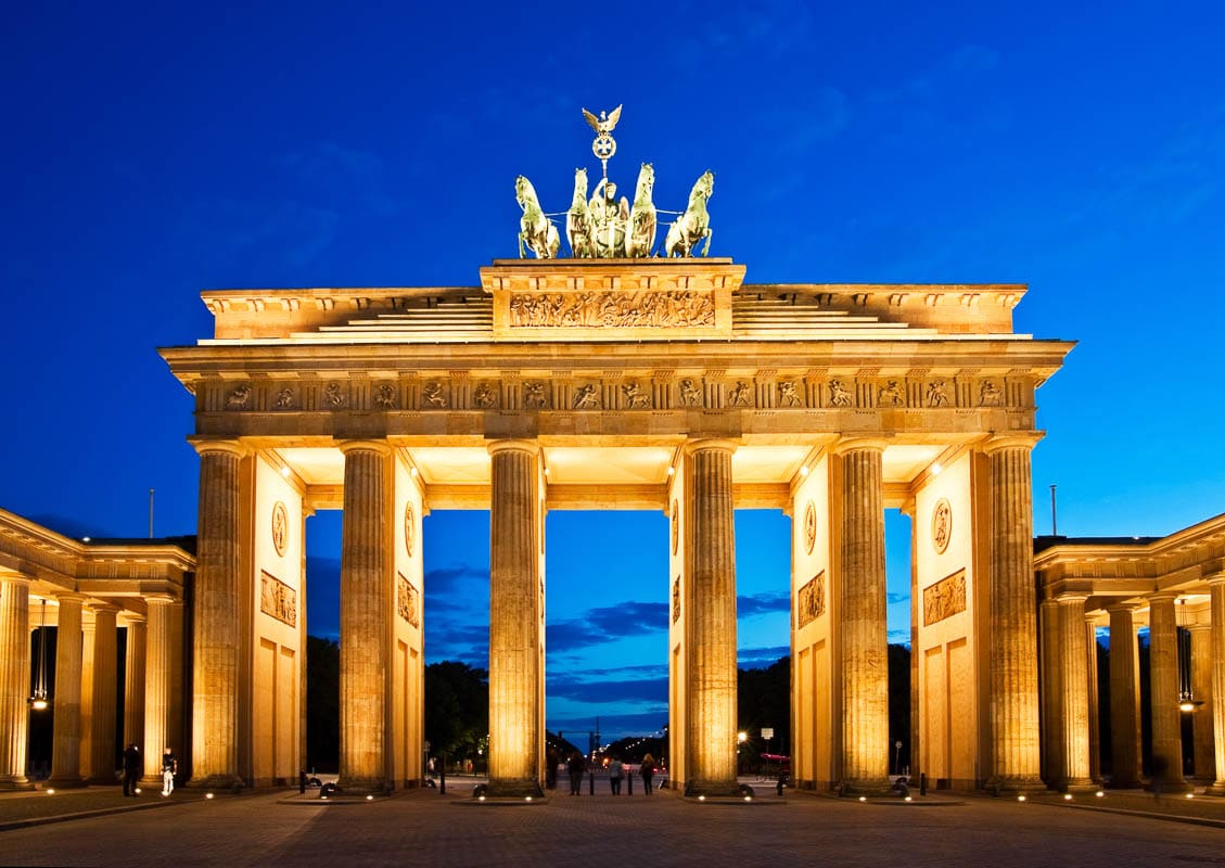 Brandenburg Gate in Berlin at night. Germany
